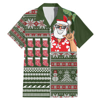 Hawaii Mele Kalikimaka Family Matching Mermaid Dress and Hawaiian Shirt Aloha and Christmas Elements Patchwork Green Style LT03 Dad's Shirt - Short Sleeve Green - Polynesian Pride