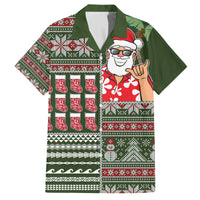 Hawaii Mele Kalikimaka Family Matching Off Shoulder Maxi Dress and Hawaiian Shirt Aloha and Christmas Elements Patchwork Green Style LT03 Dad's Shirt - Short Sleeve Green - Polynesian Pride