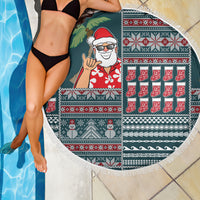 Hawaii Mele Kalikimaka Beach Blanket Aloha and Christmas Elements Patchwork Turquoise Style LT03 - Polynesian Pride