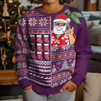 Hawaii Mele Kalikimaka Kid Ugly Christmas Sweater Aloha and Christmas Elements Patchwork Pink Style LT03 - Polynesian Pride