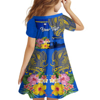 Personalised Nauru Independence Day Family Matching Off Shoulder Long Sleeve Dress and Hawaiian Shirt Nauruan Tribal Flag Style LT03 - Polynesian Pride