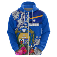 Personalised Nauru Coat of Arms Hoodie Tropical Flower Polynesian Pattern LT03 - Polynesian Pride