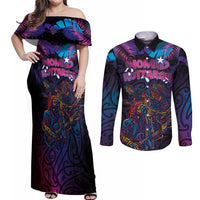 Aotearoa Arts Festival 2025 Couples Matching Off Shoulder Maxi Dress and Long Sleeve Button Shirt Maori Performing Art and Music - Rhythmic Vibes
