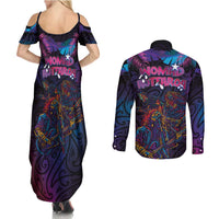 Aotearoa Arts Festival 2025 Couples Matching Summer Maxi Dress and Long Sleeve Button Shirt Maori Performing Art and Music - Rhythmic Vibes
