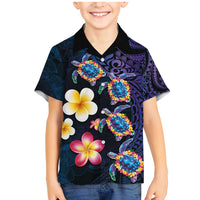 Hawaiian Turtles and Plumeria Family Matching Mermaid Dress and Hawaiian Shirt Polynesian Art Tribal Tattoo Dark Aqua Color