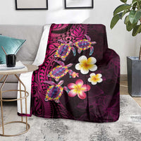 Hawaiian Turtles and Plumeria Blanket Polynesian Art Tribal Tattoo Cerise
