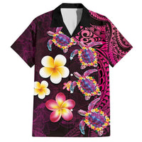 Hawaiian Turtles and Plumeria Hawaiian Shirt Polynesian Art Tribal Tattoo Cerise