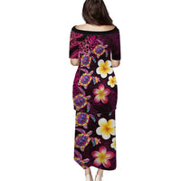 Hawaiian Turtles and Plumeria Puletasi Polynesian Art Tribal Tattoo Cerise