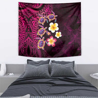 Hawaiian Turtles and Plumeria Tapestry Polynesian Art Tribal Tattoo Cerise