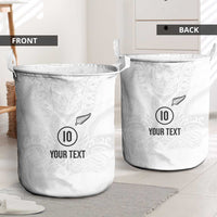 Custom New Zealand Football Laundry Basket The Whites-Sporty T90 Style - Polynesian Pride