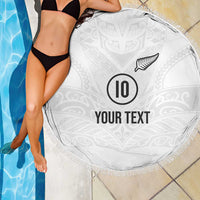 Custom New Zealand Football Beach Blanket The Whites-Sporty T90 Style - Polynesian Pride