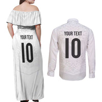 Custom New Zealand Football Couples Matching Off Shoulder Maxi Dress and Long Sleeve Button Shirt The Whites-Sporty T90 Style - Polynesian Pride