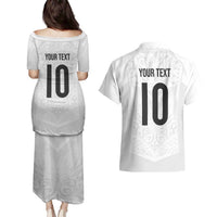 Custom New Zealand Football Couples Matching Puletasi and Hawaiian Shirt The Whites-Sporty T90 Style - Polynesian Pride