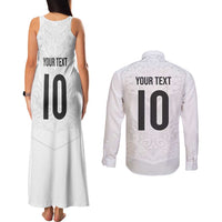 Custom New Zealand Football Couples Matching Tank Maxi Dress and Long Sleeve Button Shirt The Whites-Sporty T90 Style - Polynesian Pride