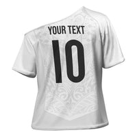 Custom New Zealand Football Cross Shoulder Shirt The Whites-Sporty T90 Style - Polynesian Pride