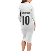 Custom New Zealand Football Family Matching Long Sleeve Bodycon Dress and Hawaiian Shirt The Whites-Sporty T90 Style - Polynesian Pride