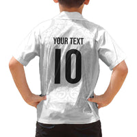 Custom New Zealand Football Family Matching Off The Shoulder Long Sleeve Dress and Hawaiian Shirt The Whites-Sporty T90 Style - Polynesian Pride