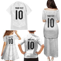 Custom New Zealand Football Family Matching Puletasi and Hawaiian Shirt The Whites-Sporty T90 Style - Polynesian Pride