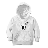 Custom New Zealand Football Kid Hoodie The Whites-Sporty T90 Style - Polynesian Pride