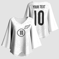 Custom New Zealand Football Kimono Sleeve Blouse The Whites-Sporty T90 Style - Polynesian Pride