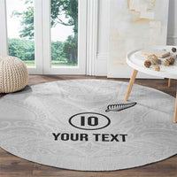 Custom New Zealand Football Round Carpet The Whites-Sporty T90 Style - Polynesian Pride