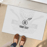Custom New Zealand Football Rubber Doormat The Whites-Sporty T90 Style - Polynesian Pride