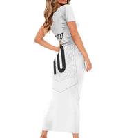 Custom New Zealand Football Short Sleeve Bodycon Dress The Whites-Sporty T90 Style - Polynesian Pride