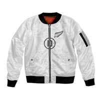 Custom New Zealand Football Sleeve Zip Bomber Jacket The Whites-Sporty T90 Style - Polynesian Pride