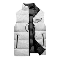 Custom New Zealand Football Sleeveless Puffer Jacket The Whites-Sporty T90 Style - Polynesian Pride