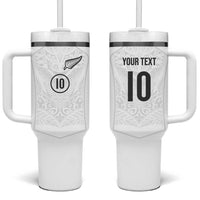 Custom New Zealand Football Tumbler With Handle The Whites-Sporty T90 Style - Polynesian Pride