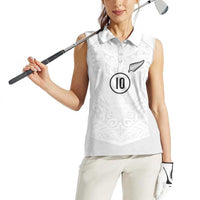 Custom New Zealand Football Women Sleeveless Polo Shirt The Whites-Sporty T90 Style - Polynesian Pride