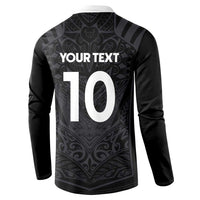 Custom Aotearoa Rugby Button Sweatshirt The Blacks-Sporty T90 Style - Polynesian Pride