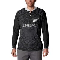 Custom Aotearoa Rugby Button Sweatshirt The Blacks-Sporty T90 Style - Polynesian Pride