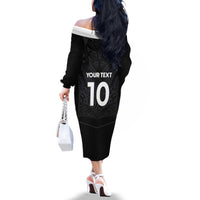 Custom Aotearoa Rugby Family Matching Off The Shoulder Long Sleeve Dress and Hawaiian Shirt The Blacks-Sporty T90 Style - Polynesian Pride