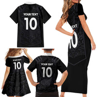 Custom Aotearoa Rugby Family Matching Short Sleeve Bodycon Dress and Hawaiian Shirt The Blacks-Sporty T90 Style - Polynesian Pride
