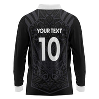 Custom Aotearoa Rugby Long Sleeve Polo Shirt The Blacks-Sporty T90 Style - Polynesian Pride