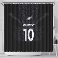 Custom Aotearoa Rugby Shower Curtain The Blacks-Sporty T90 Style - Polynesian Pride