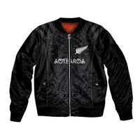 Custom Aotearoa Rugby Sleeve Zip Bomber Jacket The Blacks-Sporty T90 Style - Polynesian Pride