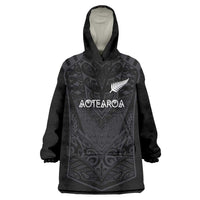 Custom Aotearoa Rugby Wearable Blanket Hoodie The Blacks-Sporty T90 Style - Polynesian Pride