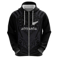 Custom Aotearoa Rugby Zip Hoodie The Blacks-Sporty T90 Style - Polynesian Pride