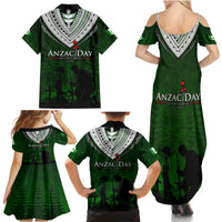 Norfolk Island ANZAC Day Family Matching Summer Maxi Dress and Hawaiian Shirt Soldier Lest We Forget Camouflage LT03 - Polynesian Pride