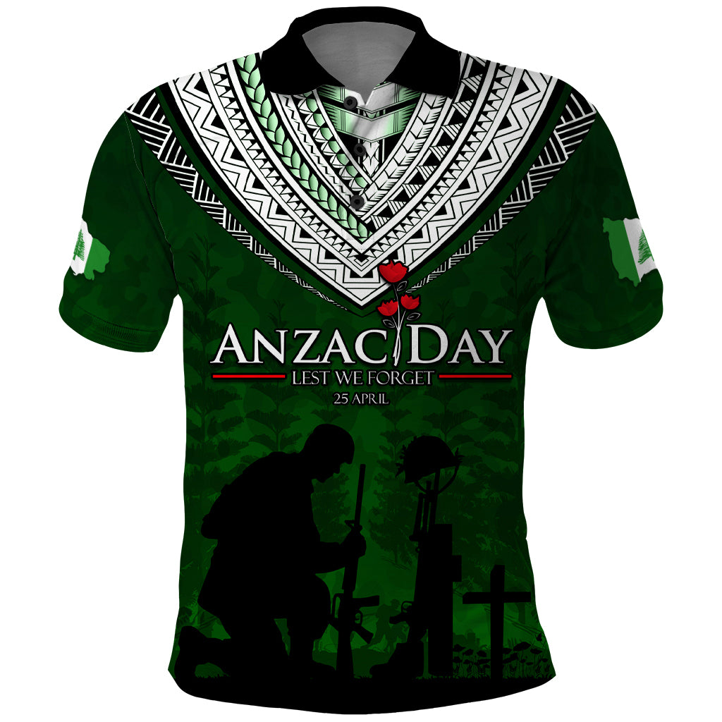 Norfolk Island ANZAC Day Polo Shirt Soldier Lest We Forget Camouflage LT03 Green - Polynesian Pride