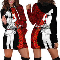 Tonga ANZAC Day Hoodie Dress Red Poppies Flower Soldier Lest We Forget LT03 - Polynesian Pride