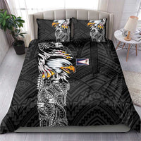 American Samoa Flag Day Bedding Set Tribal Tattoo with Eagle Black