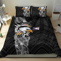 American Samoa Flag Day Bedding Set Tribal Tattoo with Eagle Black