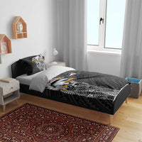 American Samoa Flag Day Bedding Set Tribal Tattoo with Eagle Black