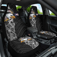American Samoa Flag Day Car Seat Cover Tribal Tattoo with Eagle Black