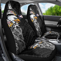 American Samoa Flag Day Car Seat Cover Tribal Tattoo with Eagle Black