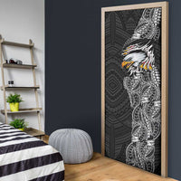 American Samoa Flag Day Door Cover Tribal Tattoo with Eagle Black