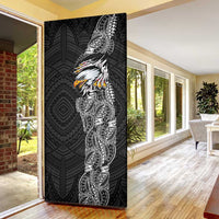 American Samoa Flag Day Door Cover Tribal Tattoo with Eagle Black